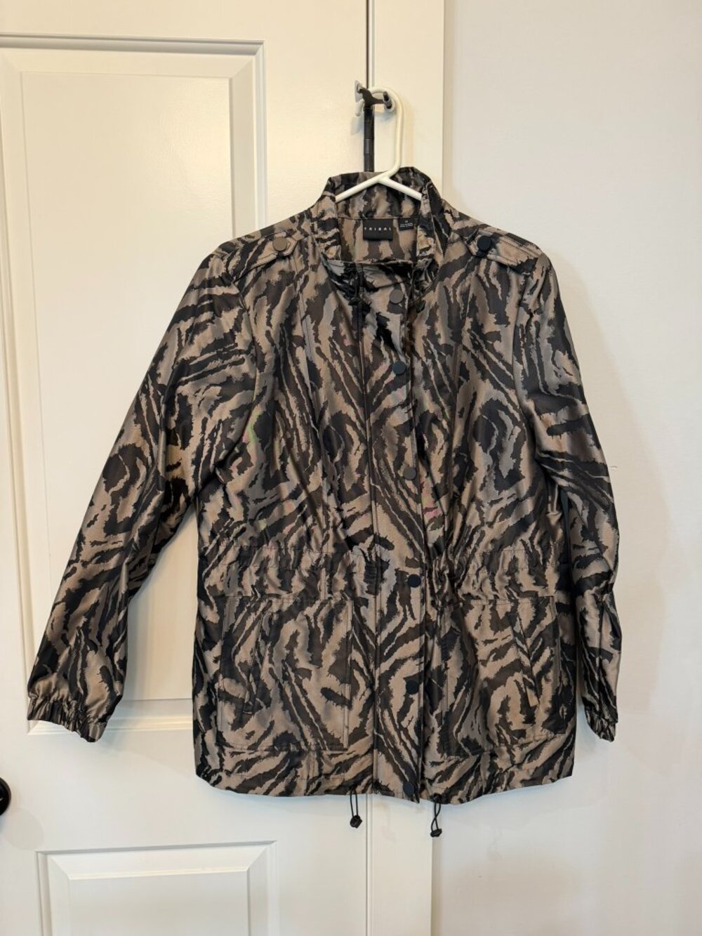 Tribal Women's Lightweight Jacket Size 12 | Animal Print Windbreaker Utility Jac